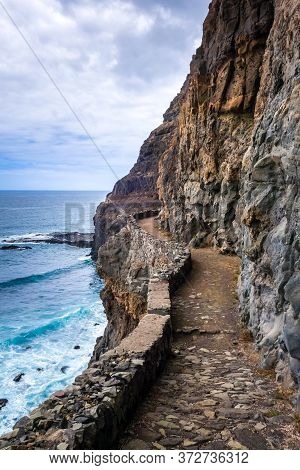 Cliffs And Ocean View From Coastal Path In Santo Antao Island, Cape Verde, Africa