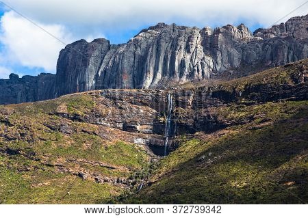Beautiful Mountain Valley Waterfall And Granite Rock Formations Of Andringitra National Park Madagas