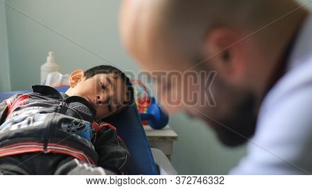 Aleppo, Syria 17 April 2020 Child Crying Because He Is Afraid Of Treatment