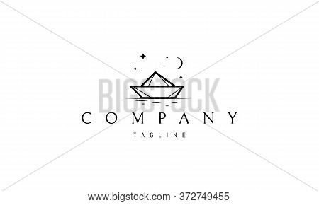Vector Logo On Which An Abstract Image Of A Childrens Paper Boat On The Water Under A Starry Sky.