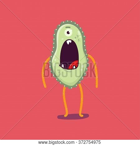 Bacteria, Virus Cartoon Character Vector.