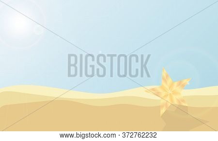 Seashore With Star, Vector Art Illustration Summe.