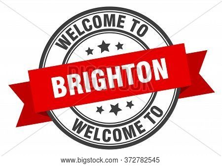 Brighton Stamp. Welcome To Brighton Red Sign