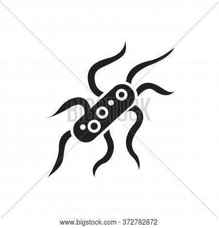 Bacteria Salmonella Black Glyph Icon. Viral And Bacterial Infection Sign. Microscopic Germ Cause Dis