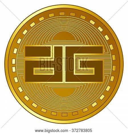 Gold Futuristic Digixdao Cryptocurrency Coin Vector Illustration
