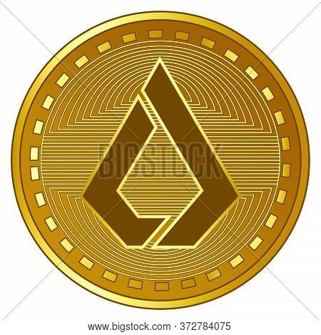 Gold Futuristic Lisk Cryptocurrency Coin Vector Illustration