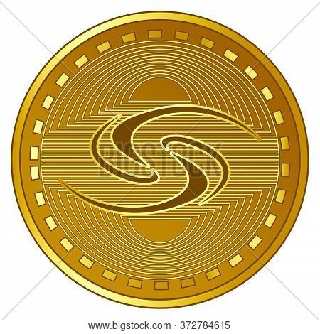 Gold Futuristic Syscoin Cryptocurrency Coin Vector Illustration