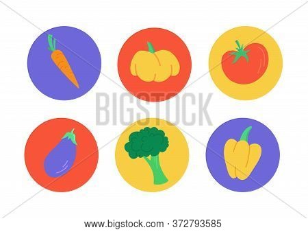 Colorful Healthy Vegetable Circle Icons Vector Collection