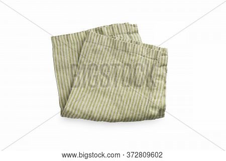 One Striped Light Green Colored Pure Cotton Linnen Napkin