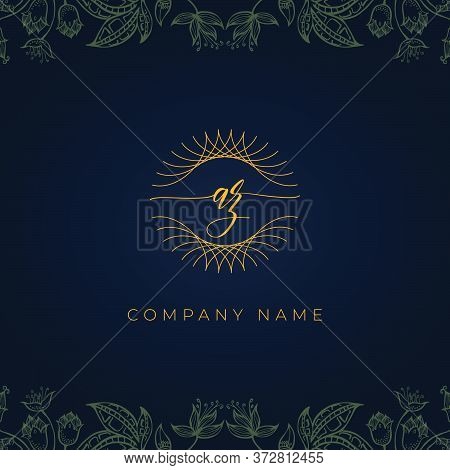 Elegant Luxury Letter Az Logo. This Icon Incorporate With Abstract Rounded Thin Geometric Shape In F