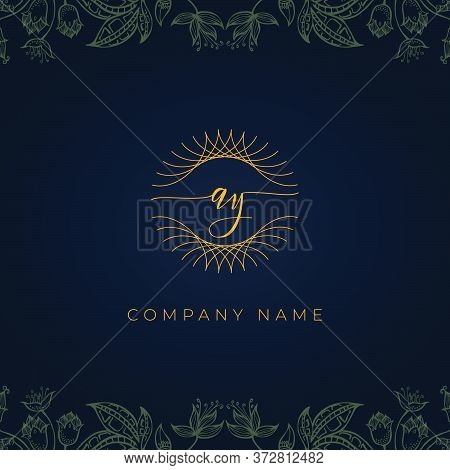 Elegant Luxury Letter Ay Logo. This Icon Incorporate With Abstract Rounded Thin Geometric Shape In F
