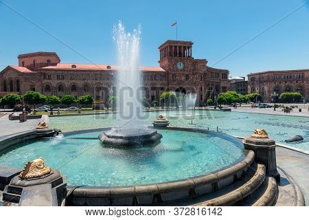 Armenia, Yerevan - Fountain On Republic Square In The City Center