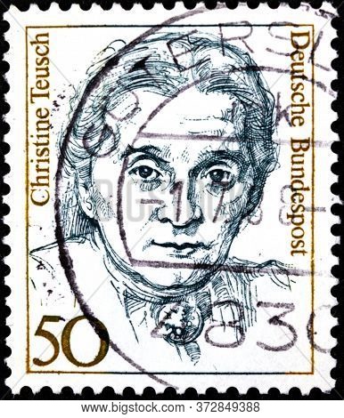 02 08 2020 Divnoe Stavropol Territory Russia Postage Stamp Germany 1986 Famous Women Christine Teuch