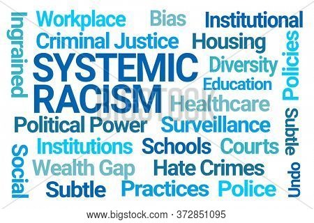 Systemic Racism Word Cloud on White Background