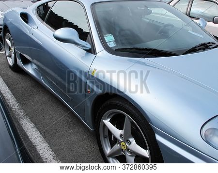 Bordeaux , Aquitaine / France - 06 14 2020 : Ferrari F430 Scuderia Blue Sports Car In Street View