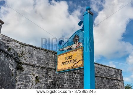 Nassau, Bahamas - May 3, 2019: The Fort Fincastle Sign On Bennet's Hill, Where It Overlooks Historic