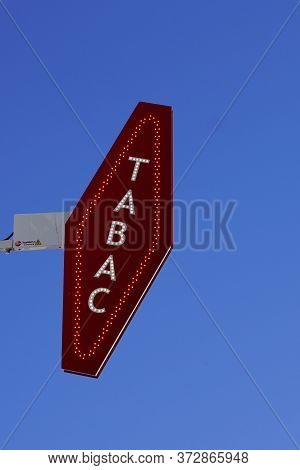 Bordeaux , Aquitaine / France - 05 05 2020 : Tabac Sign Of French Red Shop Logo For Tobacco With Whi