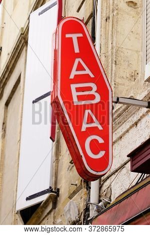 Bordeaux , Aquitaine / France - 06 01 2020 : Tabac French Logo Sign Text For Store Tobacco Shop