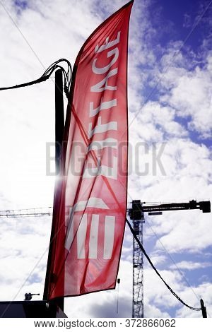 Bordeaux , Aquitaine / France - 10 17 2019 : Eiffage Logo Flag French Construction Company