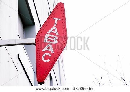 French Red Shop Tobacco Sign With French Text Tabac Store Logo