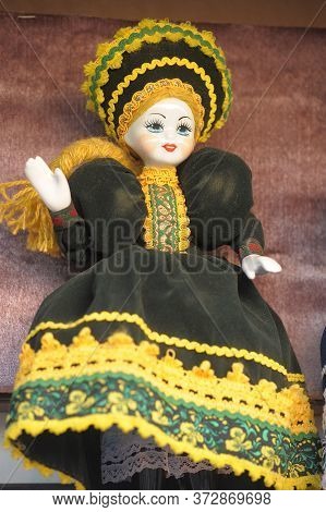 Handmade Russian Dolls In Traditional National Russian Clothes