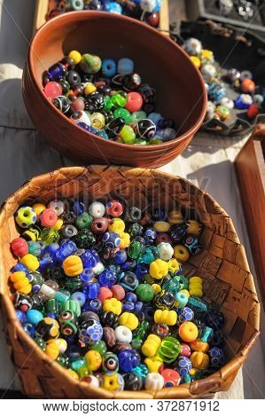 Closeup Shot Of Beads In A Box.