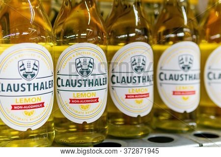 Tyumen, Russia-june 05, 2020: Clausthaler Non-alcoholic German Beer With Lemon. Clausthaler Is The N