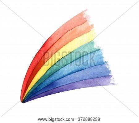 Watercolor Rainbow. Hand Drawn Colors Stroke Isolated On Whitebac Kground.