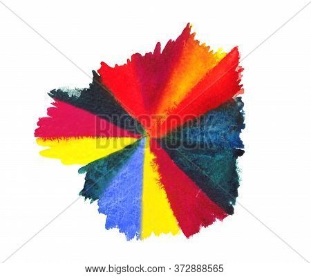 Watercolor Rainbow. Hand Drawn Colors Stroke Isolated On Whitebac Kground.