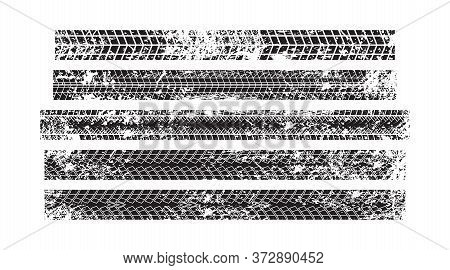 Vector Stock Wheel Grunge Tire Tracks Background Design. Vector Stock Illustration Of Trace Of Tires