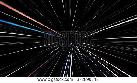 Abstract Creative Cosmic Background With A Hyper Jump Into Another Galaxy. Animation. Speed Of Light