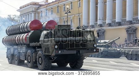 St Petersburg, Russia - May 09, 2015: Military Equipment On The Victory Parade
