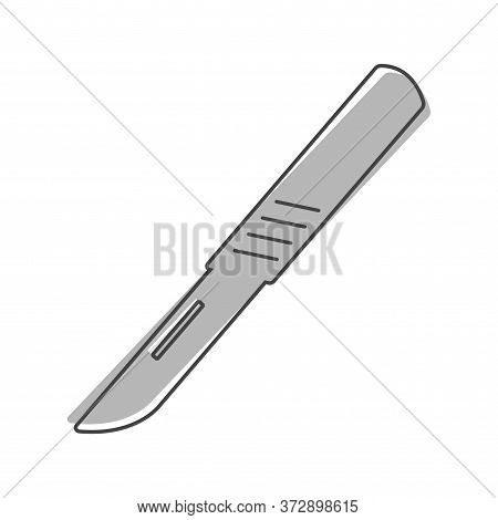 Vector Icon Scalpel Medical Surgical Cartoon Style On White Isolated Background.