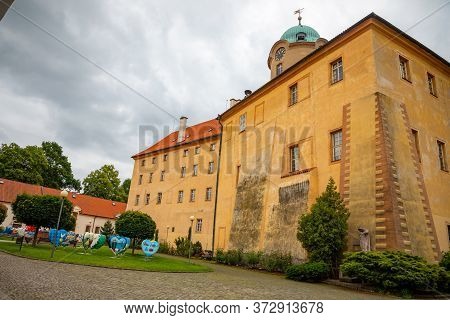 Podebrady, Czech Republic - 7.06.2020: View Of Podebrady Castle From The Courtyard Side In Czech Rep