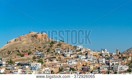 Savur, Mardin, Turkey - January 2020: Town Of Savur Skyline With Old Stone Houses On A Hill. Suitabl