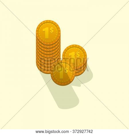 Stacks Of Coin Money Flat Style Vector Illustration