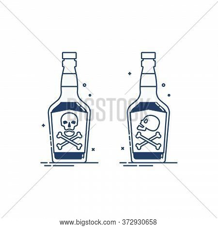 Bottle Poison Alcohol Skull For Concept Design. Dangerous Container. Potion Beverage Bar Drink Conce