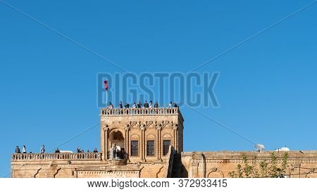 Midyat, Mardin, Turkey - October 2019: Tourists Visiting Midyat State Guest House, Famous With Tradi