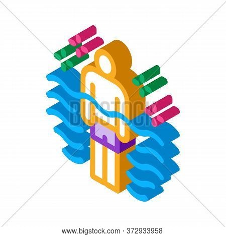 Health Improvement In Pool Icon Vector. Isometric Health Improvement In Pool Sign. Color Isolated Sy
