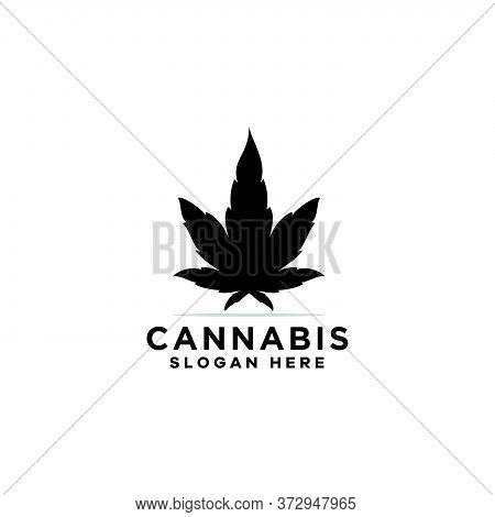 Cannabis Logo Design Vector Template Icon Silhouette