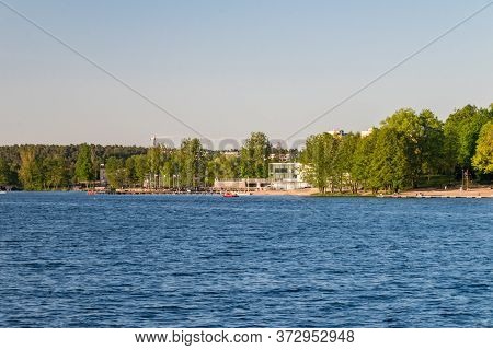 Beautiful View On Ukiel Lake With Marina In Olsztyn, Poland.