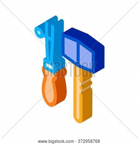 Leather Craft Tools Icon Vector. Isometric Leather Craft Tools Sign. Color Isolated Symbol Illustrat