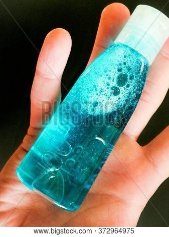 Washing Hands With Sanitary, Disinfecting Fluid. Hygiene And Healthcare During Coronavirus Pandemy.