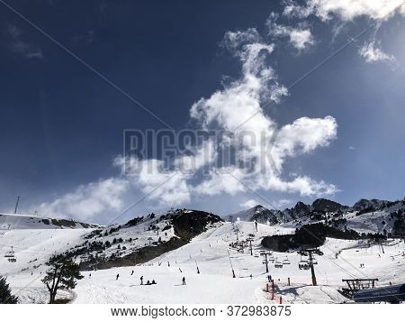 Beautiful Mountains At The Morning In Andorra. Ski Resort.