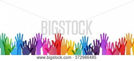 Color Hand Print Isolated White Background, Vector Illustration