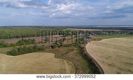 Aerial Photo. Rural Landscape In The Republic Of Chuvashia, Russia