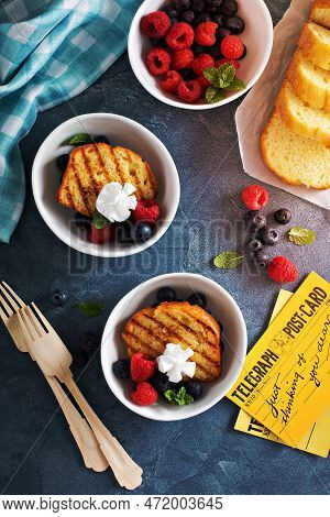 Grilled Pound Cake With Fresh Berries For An Oudoor Summer Party