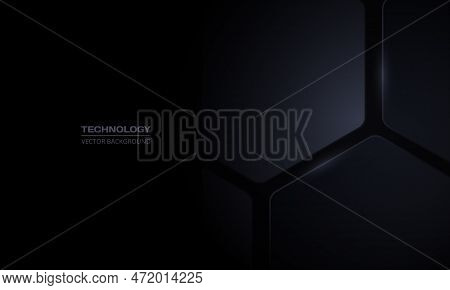 Black 3d Vector Hexagonal Technology Abstract Background. Abstract Modern Technology Futuristic Back