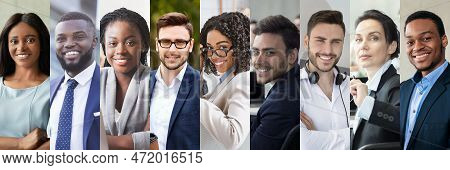 Mosaic Of Photos Of Happy Multiethnic Young People