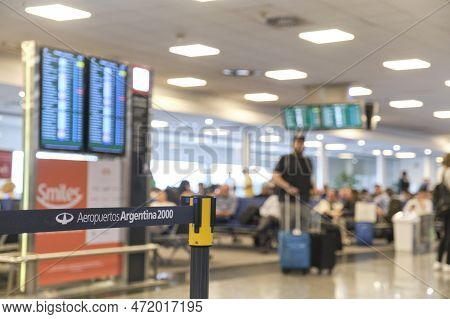 Buenos Aires, Argentina, November 18, 2022: Waiting Room In The Boarding Area Of The Jorge Newbery I